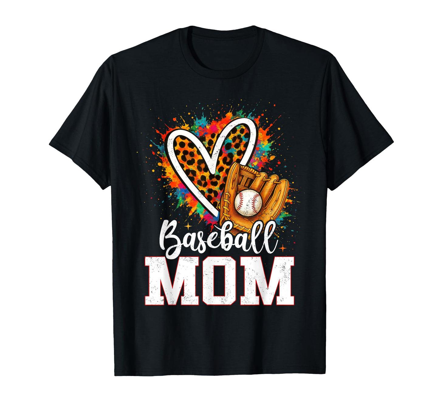 Baseball Mom Leopard Heart Mothers Day T-Shirt - Unique Graphic Men Women - T-Shirt, Sweatshirt, Hoodie