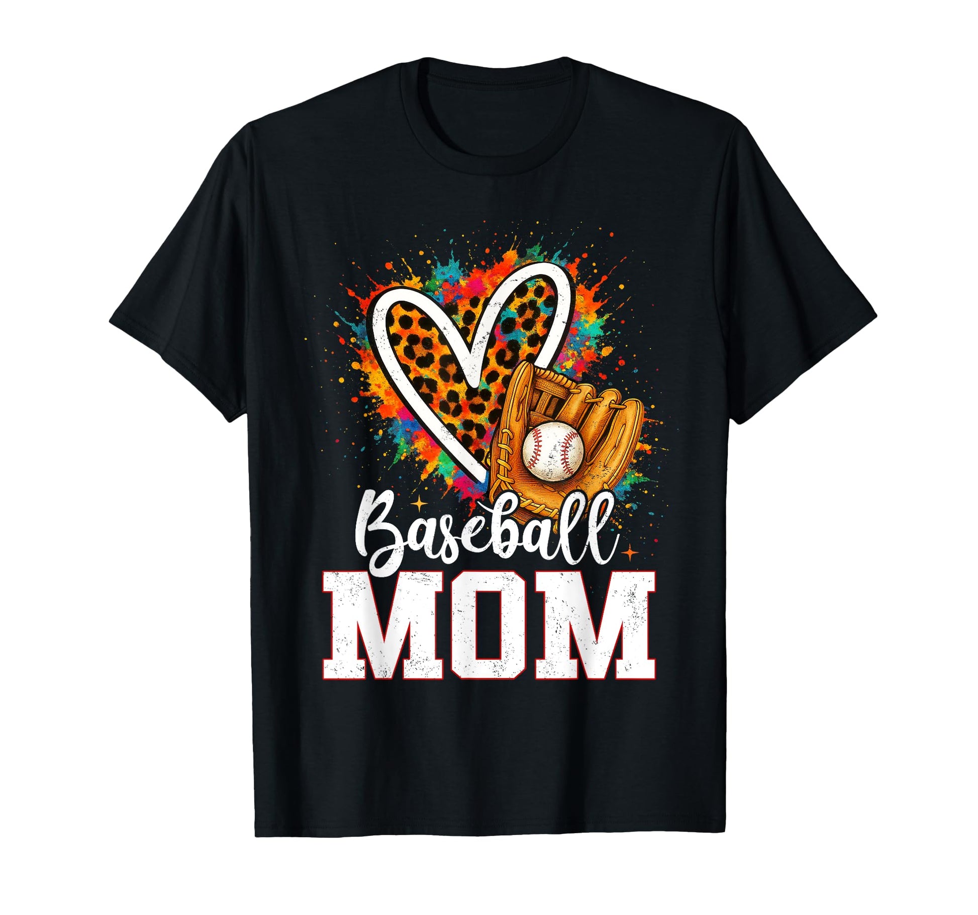 Baseball Mom Leopard Heart Mothers Day T-Shirt - Unique Graphic Men Women - T-Shirt, Sweatshirt, Hoodie