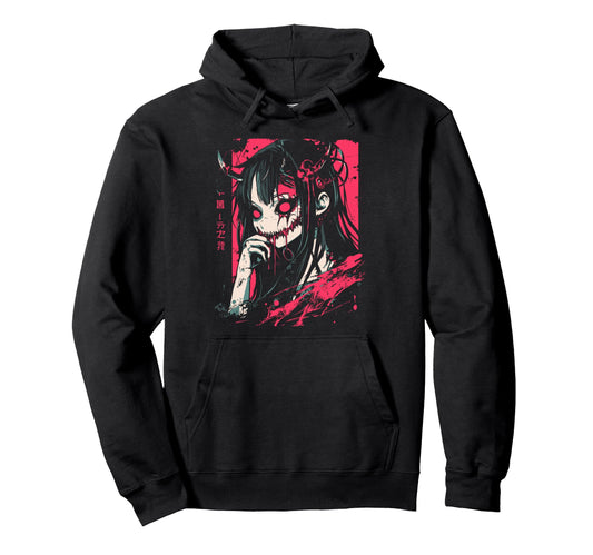 Anime Horror Aesthetic Vaporwave Hoodie - Casual Everyday Wear for Adults - T-Shirt, Sweatshirt, Hoodie