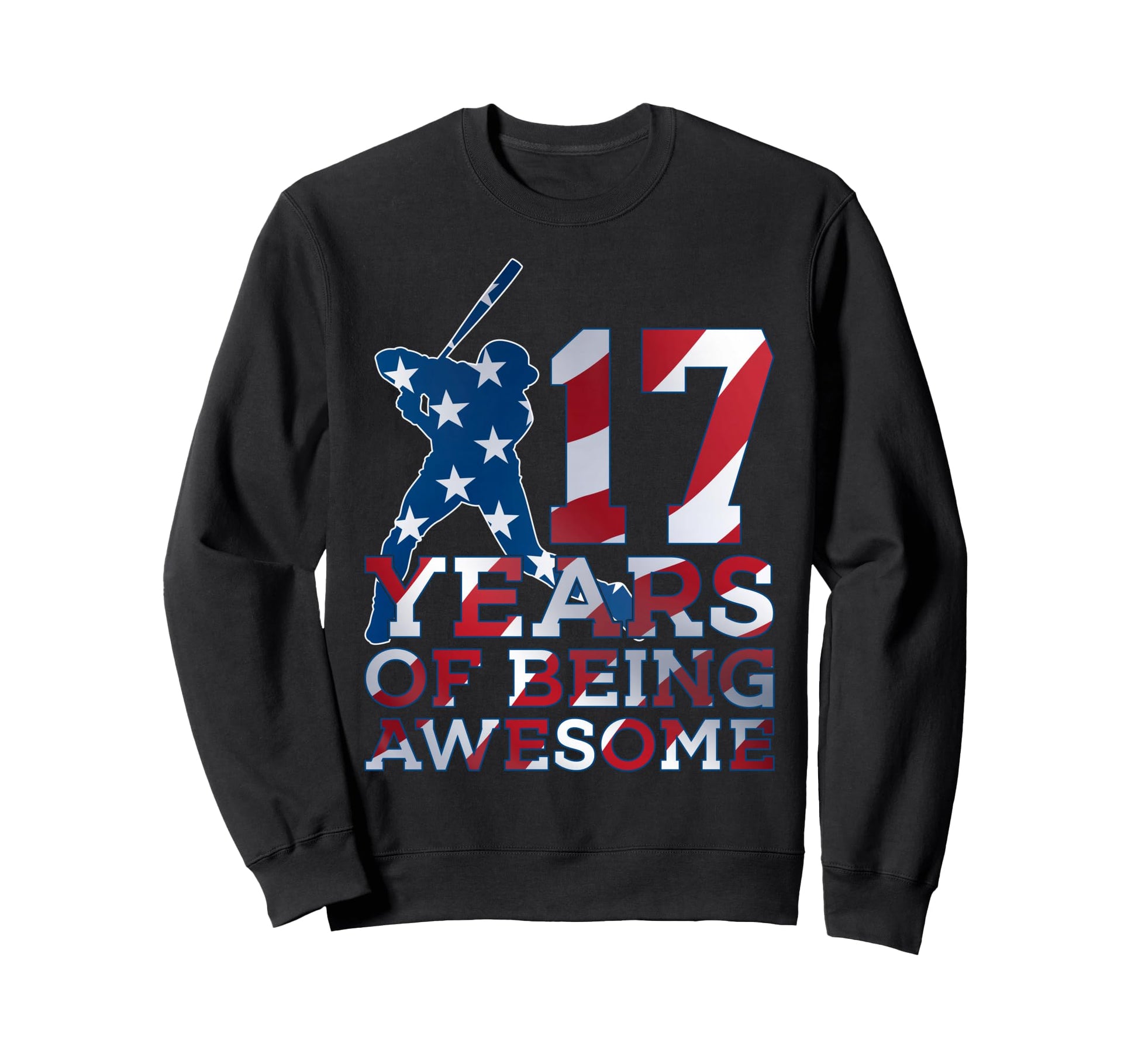 17 Years Being Awesome Baseball 17Th Sweatshirt - Graphic Print for Adults - T-Shirt, Sweatshirt, Hoodie