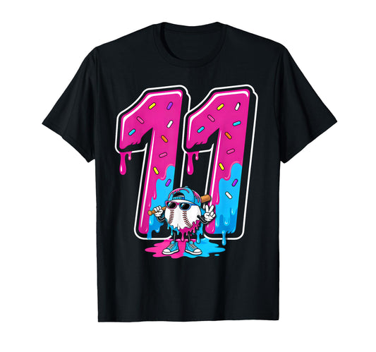 Baseball 11 Year Old Ice Cream Drip 11Th T-Shirt - Graphic Print Men Women - T-Shirt, Sweatshirt, Hoodie