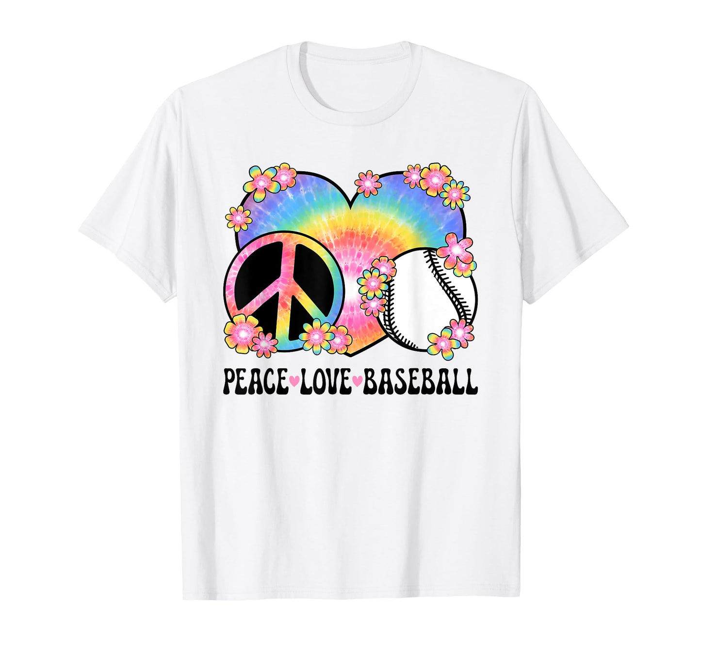 Peace Love Baseball Lover 60S 70S Hippie T-Shirt - Custom Art Print Unisex - T-Shirt, Sweatshirt, Hoodie