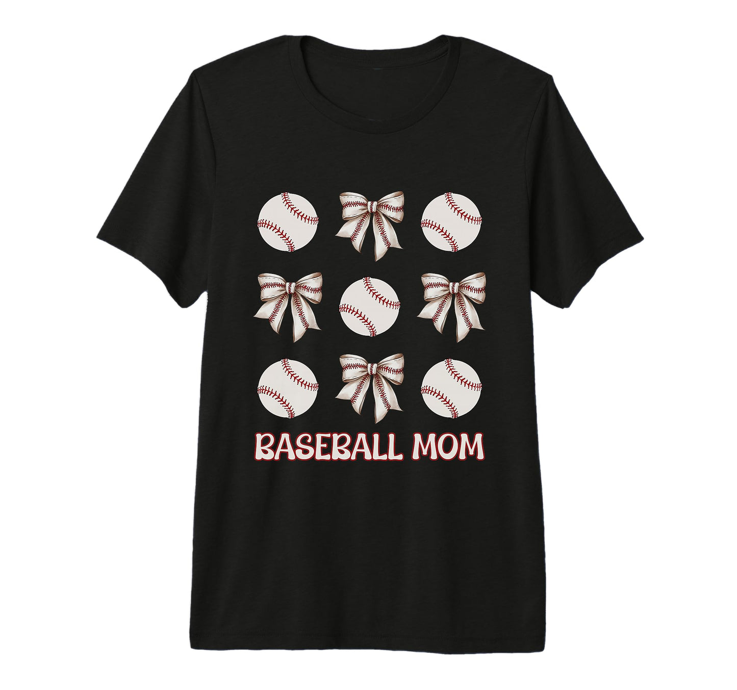 Baseball Mom Bows And Balls T-Shirt - Casual Everyday Wear for Adults - T-Shirt, Sweatshirt, Hoodie