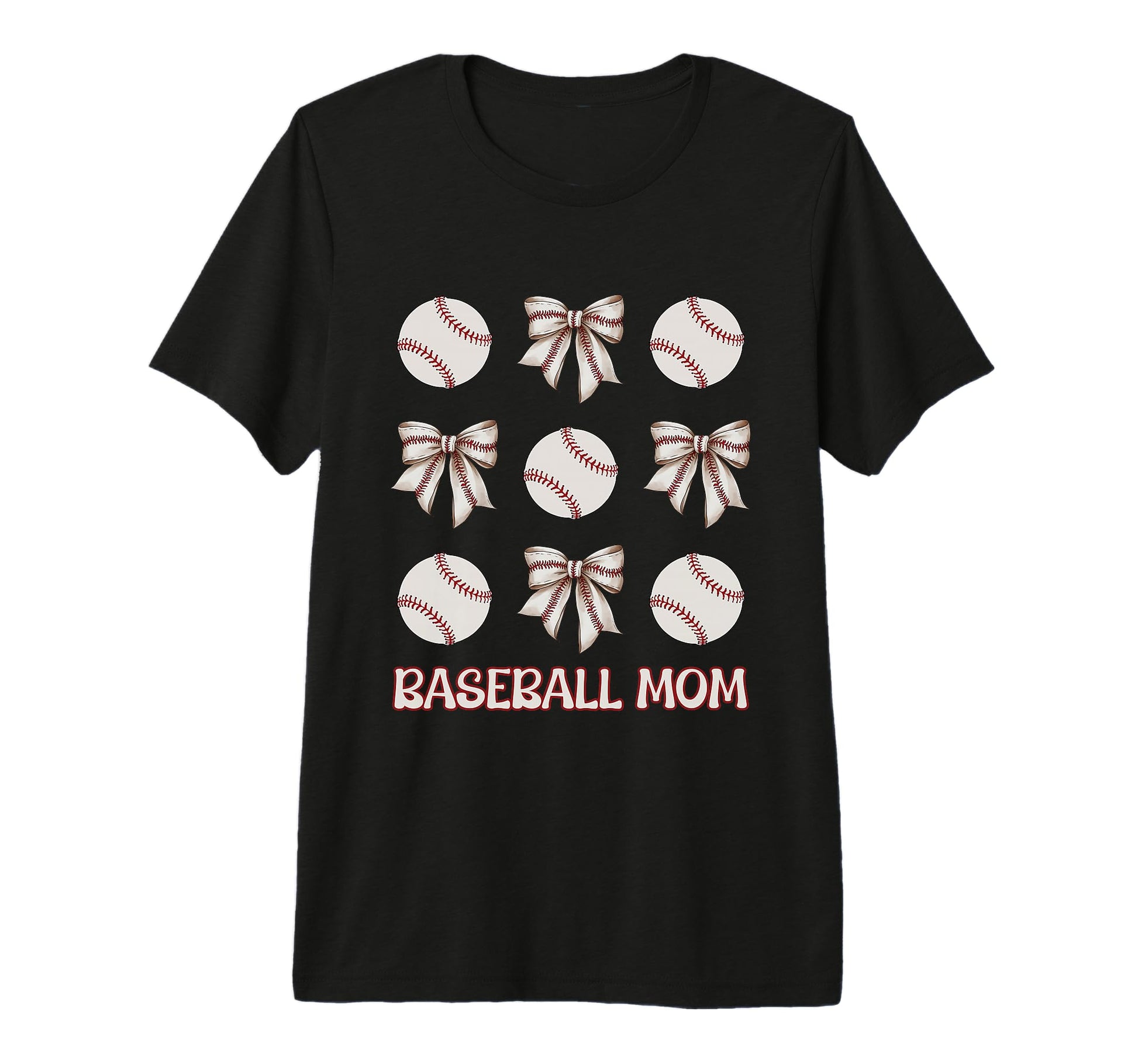 Baseball Mom Bows And Balls T-Shirt - Casual Everyday Wear for Adults - T-Shirt, Sweatshirt, Hoodie