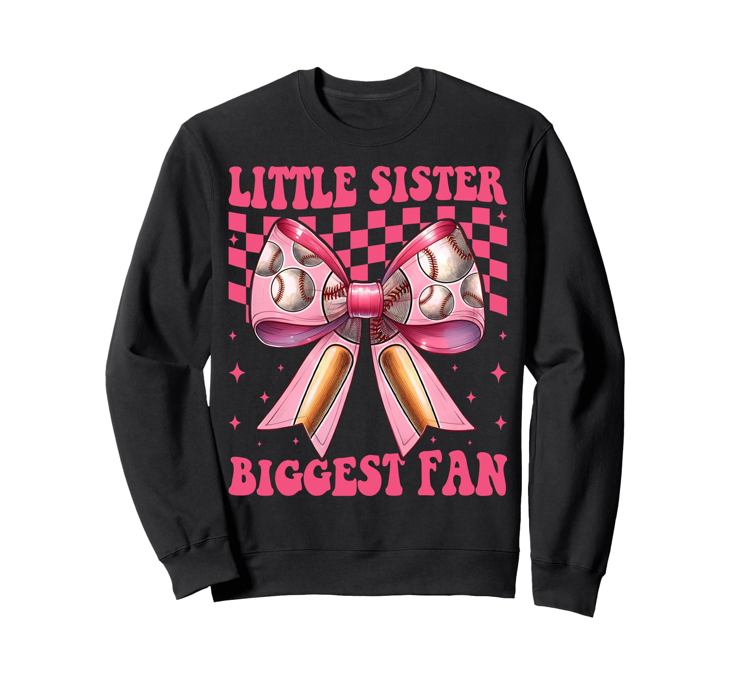 Baseball Sister Coquette Bow Sweatshirt - Casual Everyday Wear for Adults - T-Shirt, Sweatshirt, Hoodie