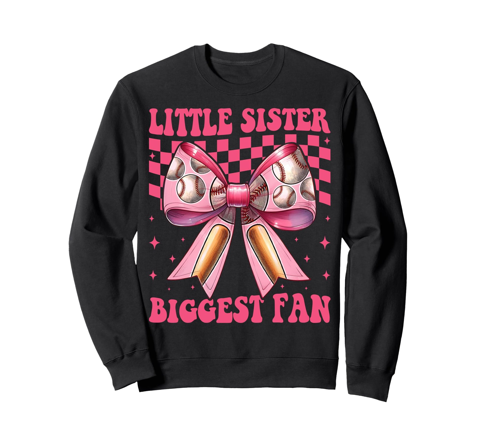 Baseball Sister Coquette Bow Sweatshirt - Casual Everyday Wear for Adults - T-Shirt, Sweatshirt, Hoodie