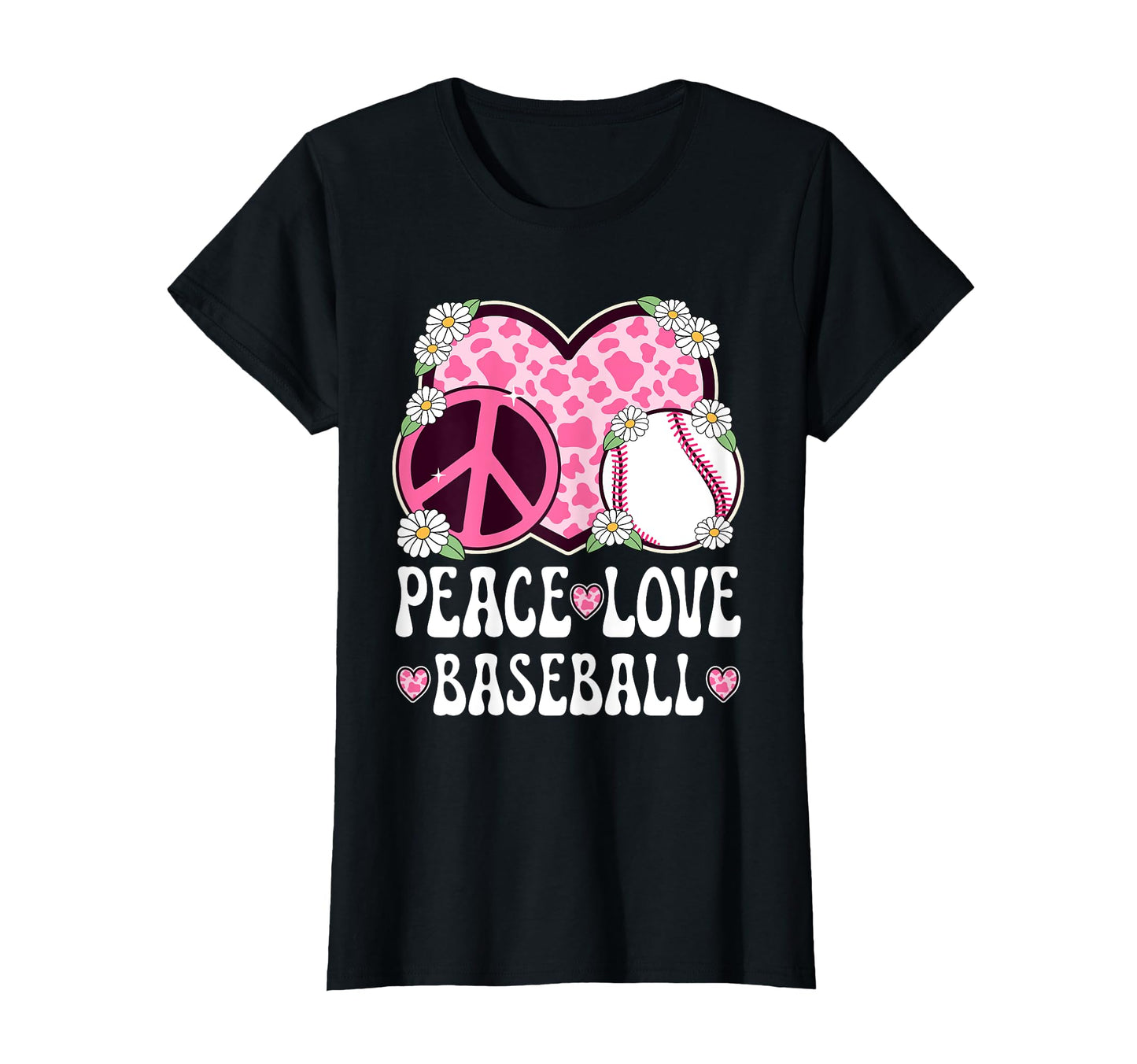 Peace Love Baseball Lover Cow T-Shirt - Fun Novelty Design Men Women - T-Shirt, Sweatshirt, Hoodie