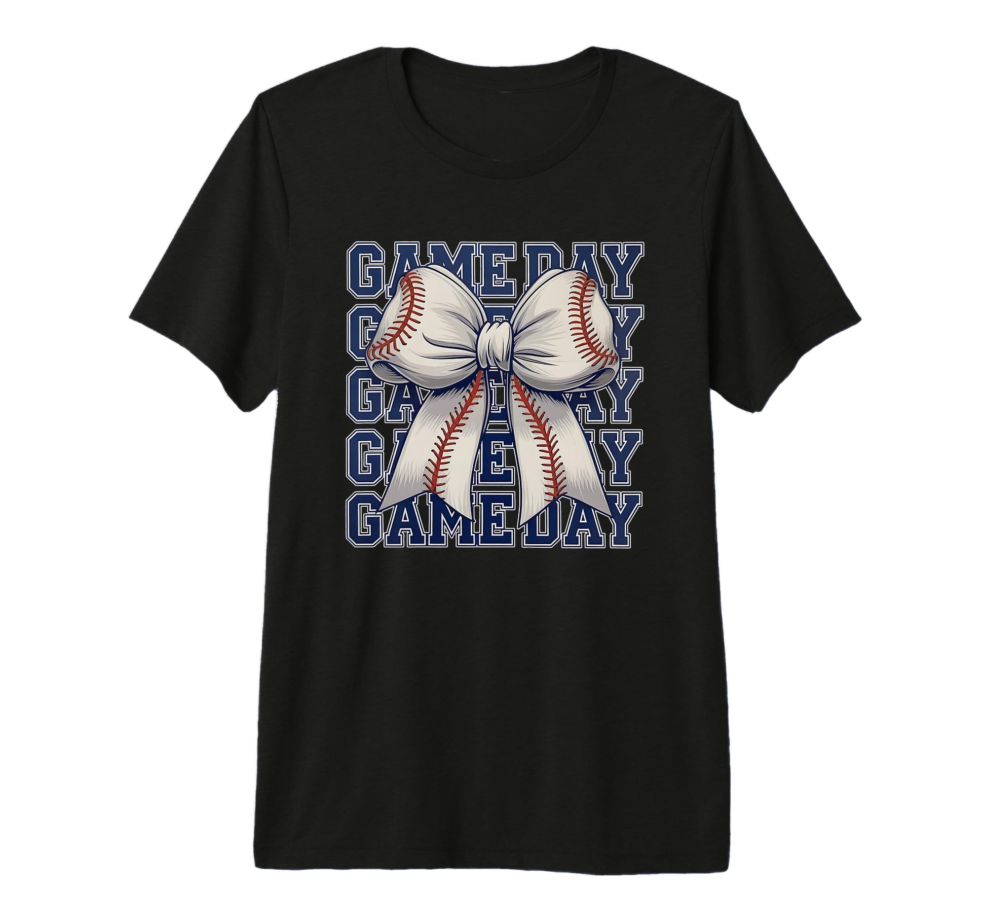 Game Day Baseball Bow Sports Fans T-Shirt - Fun Novelty Design for Adults - T-Shirt, Sweatshirt, Hoodie