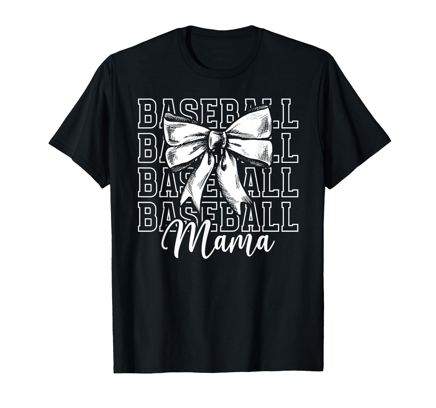 Baseball Mama Bow Baseball Mom T-Shirt - Custom Art Print for Adults - T-Shirt, Sweatshirt, Hoodie