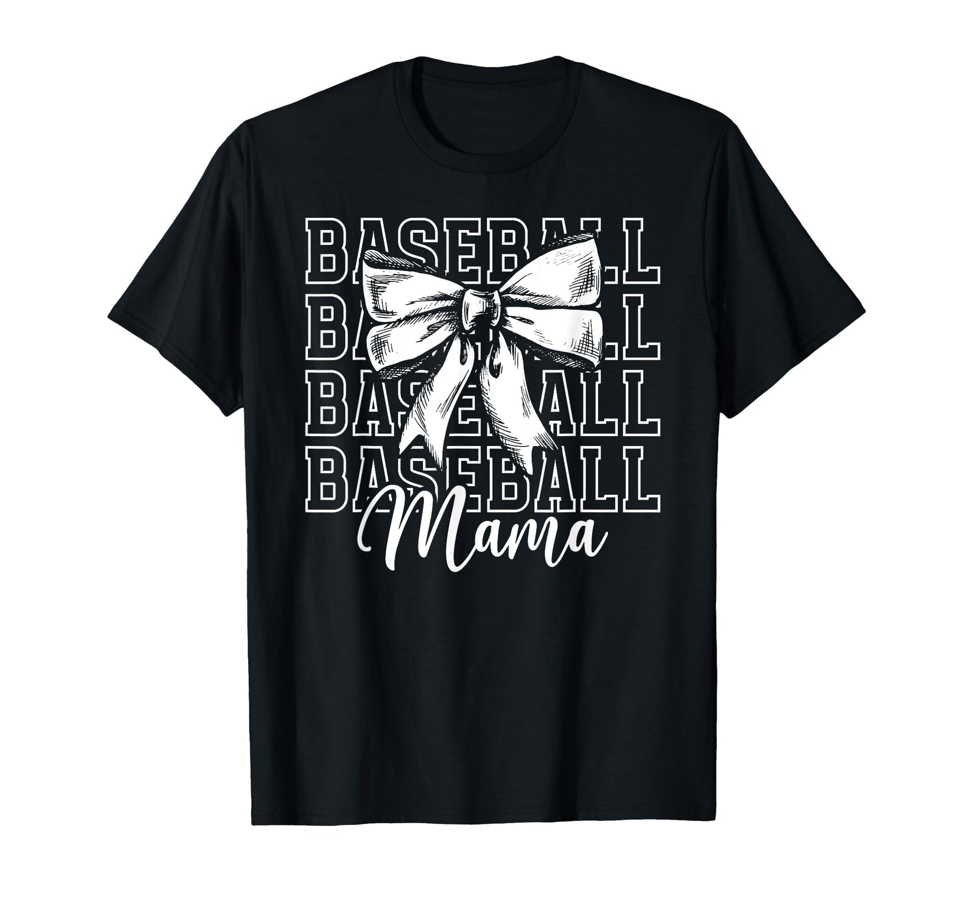 Baseball Mama Bow Baseball Mom T-Shirt - Custom Art Print for Adults - T-Shirt, Sweatshirt, Hoodie