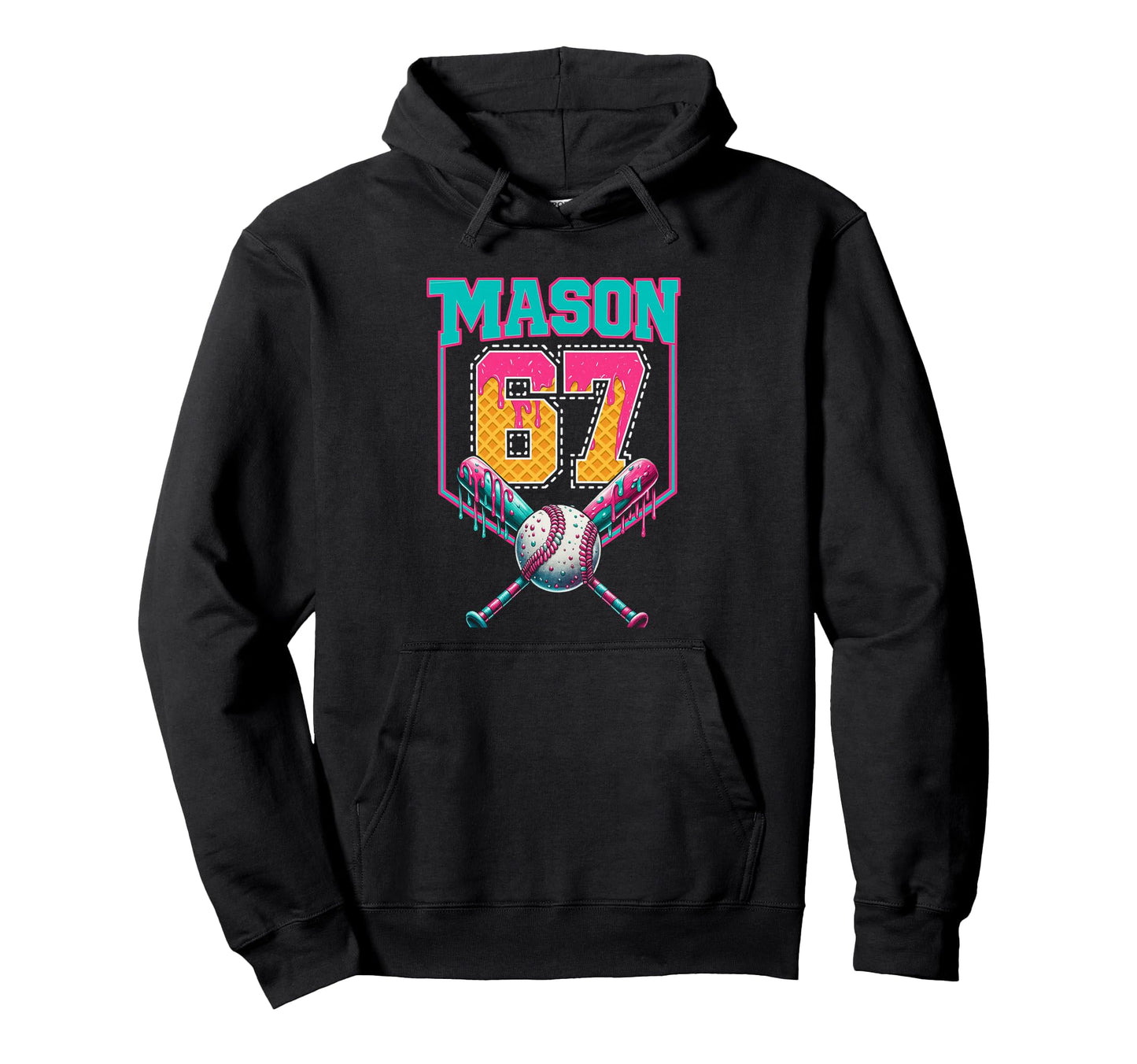 Trendy Mason 67 Mem Ice Cream Drip Hoodie - Minimalist Print Unisex - T-Shirt, Sweatshirt, Hoodie