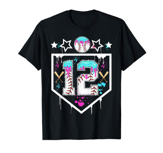 Baseball 12 Year Old Ice Cream Drip T-Shirt - Aesthetic Graphic Unisex - T-Shirt, Sweatshirt, Hoodie