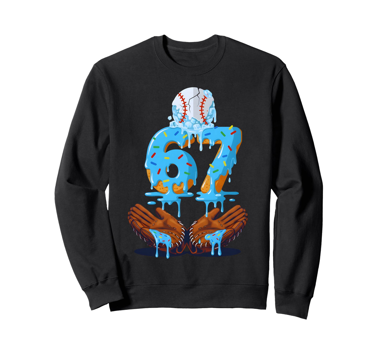 Baseball Ice Cream Drip Number Sweatshirt - Casual Everyday Wear Men Women - T-Shirt, Sweatshirt, Hoodie