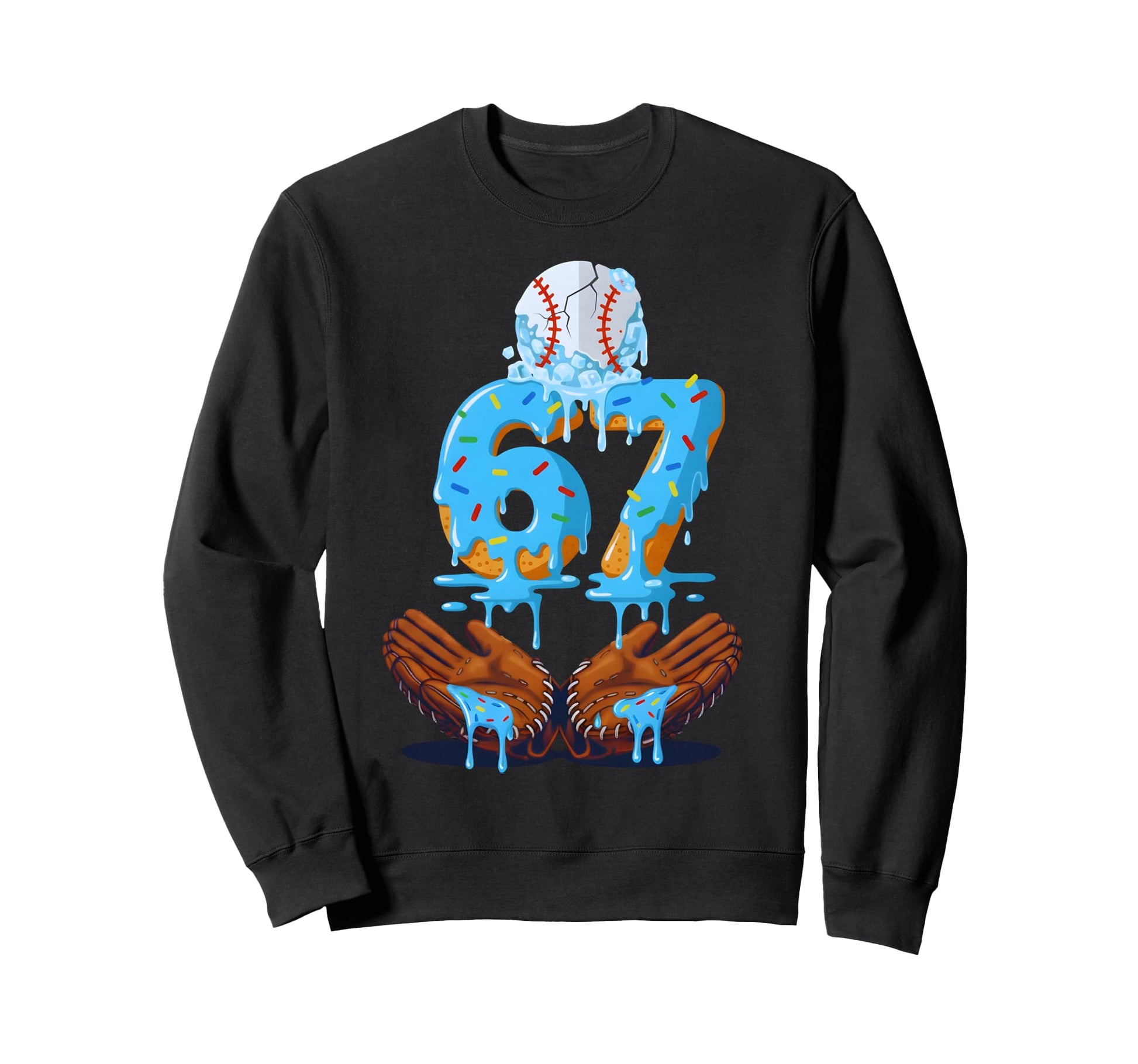 Baseball Ice Cream Drip Number Sweatshirt - Casual Everyday Wear Men Women - T-Shirt, Sweatshirt, Hoodie