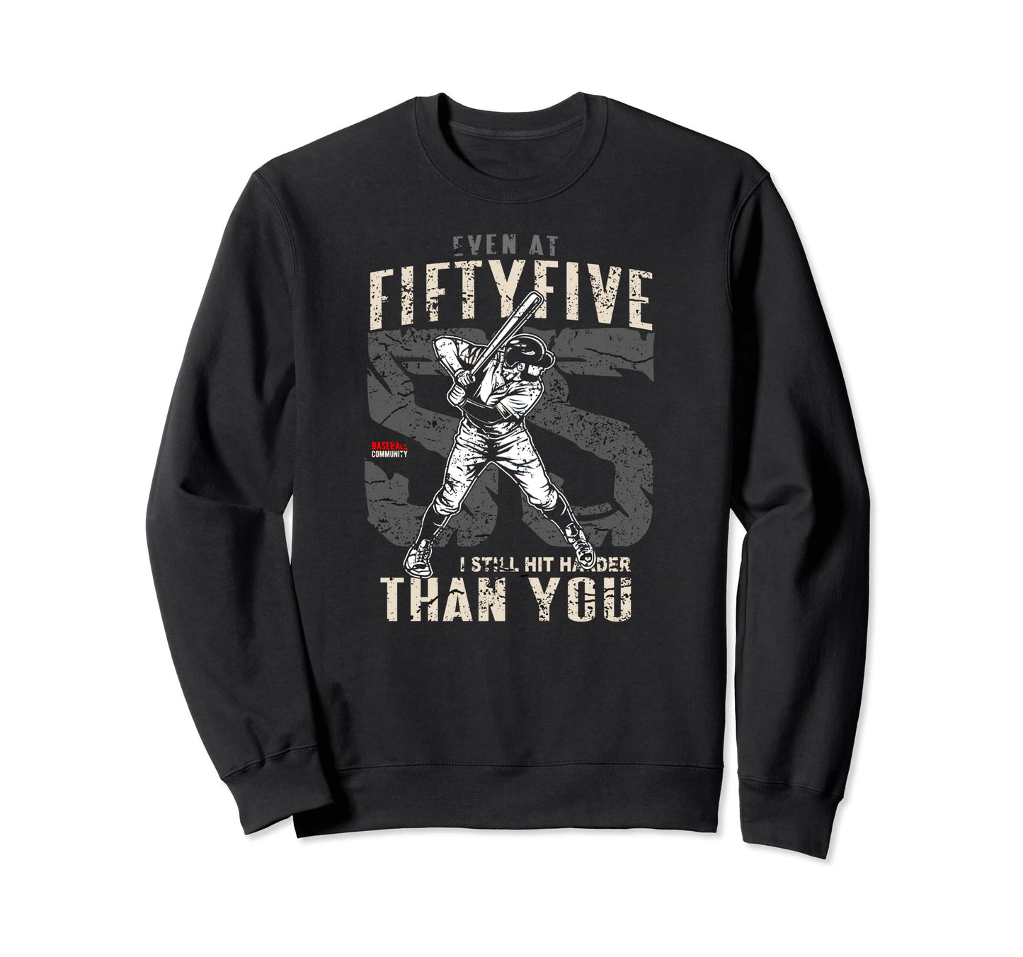55Th Birthday Baseball Lover Sweatshirt - Minimalist Print for Adults - T-Shirt, Sweatshirt, Hoodie