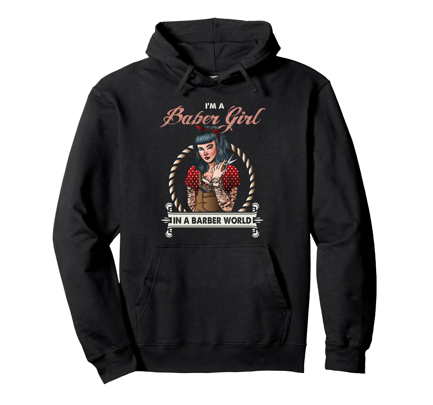 Barber Pinup Barber World Hoodie - Unique Graphic for Adults - T-Shirt, Sweatshirt, Hoodie