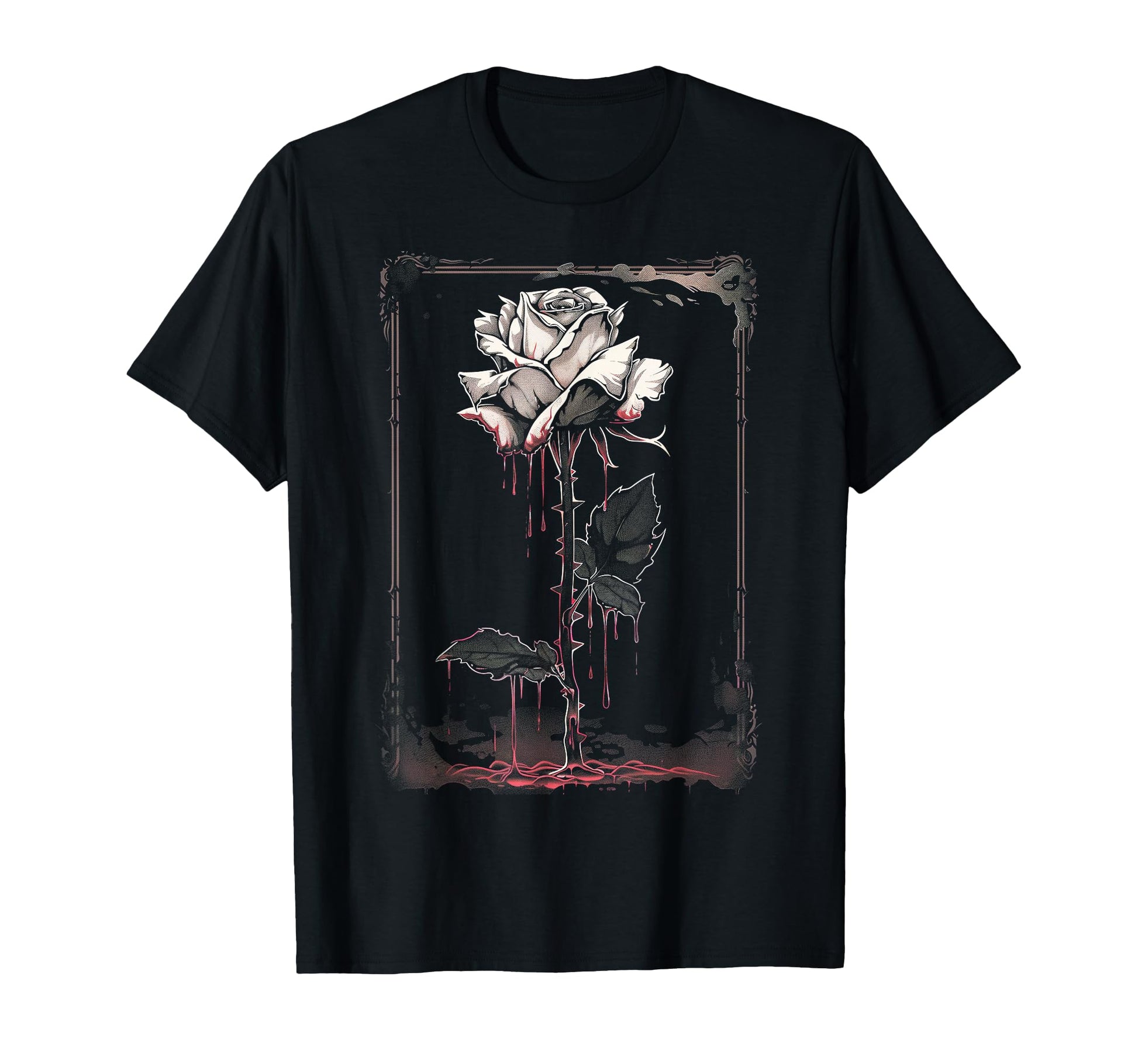 Anime Goth Withered Rose Blood Gothic Art T-Shirt - Trendy Graphic Unisex - T-Shirt, Sweatshirt, Hoodie