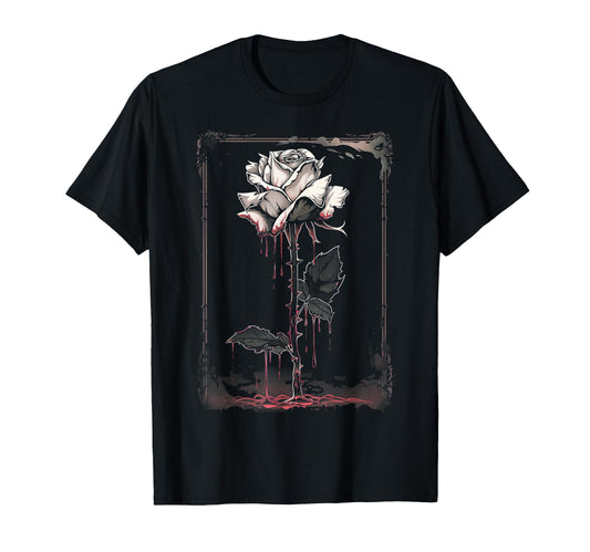 Anime Goth Withered Rose Blood Gothic Art T-Shirt - Trendy Graphic Unisex - T-Shirt, Sweatshirt, Hoodie
