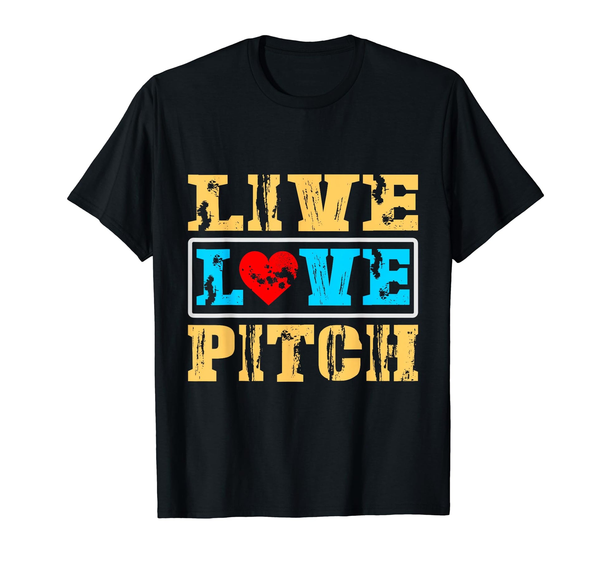 Distressed Softball Pitcher Live Love T-Shirt - Minimalist Print Unisex - T-Shirt, Sweatshirt, Hoodie