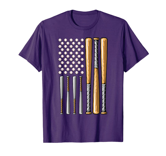 Baseball American Flag Baseball T-Shirt - Casual Everyday Wear for Adults - T-Shirt, Sweatshirt, Hoodie