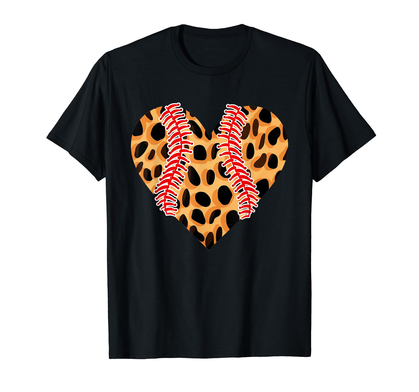 Baseball Valentines Day Leopard Heart T-Shirt - Fun Novelty Design Unisex - T-Shirt, Sweatshirt, Hoodie