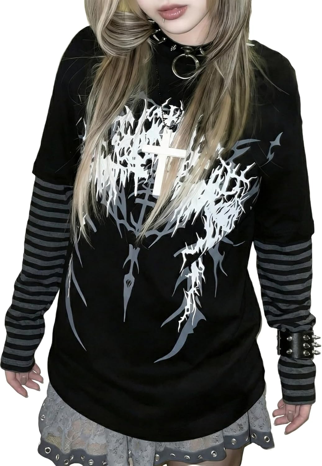 Grunge for Women Y2k Goth Harajuku Aesthetic Top Punk - Adult & Kids T-Shirts, Sweatshirts & Hoodies apparel design preview 1