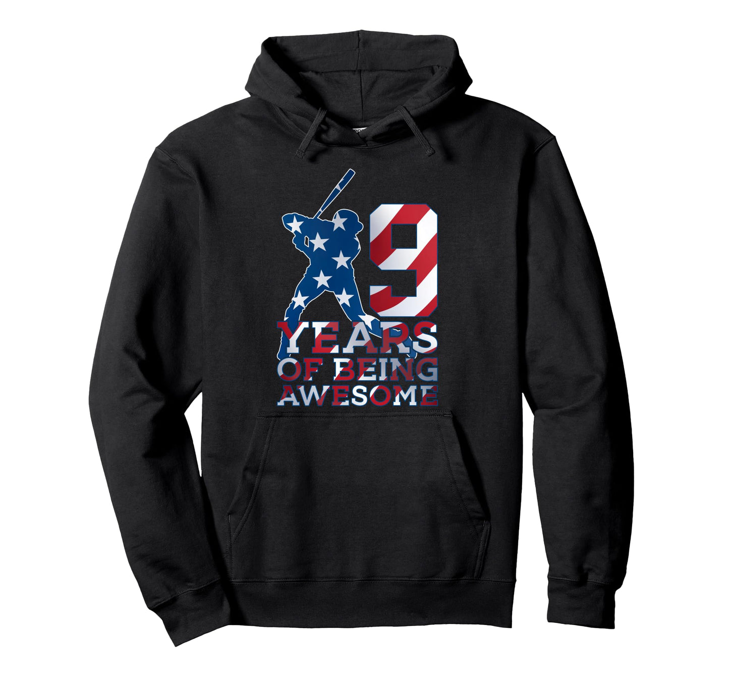 9 Years Being Awesome Baseball 9Th Hoodie - Unique Graphic Men Women - T-Shirt, Sweatshirt, Hoodie