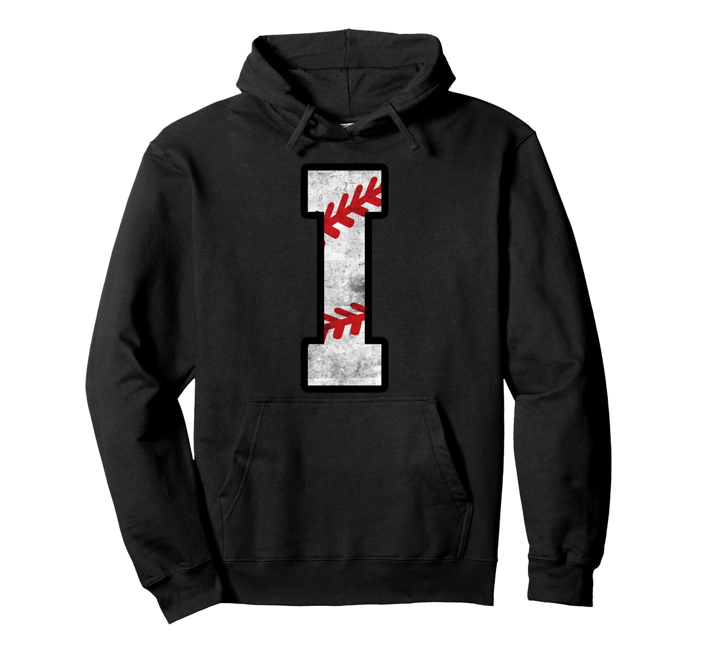 Distressed Baseball Letter I Hoodie - Fun Novelty Design Unisex - T-Shirt, Sweatshirt, Hoodie