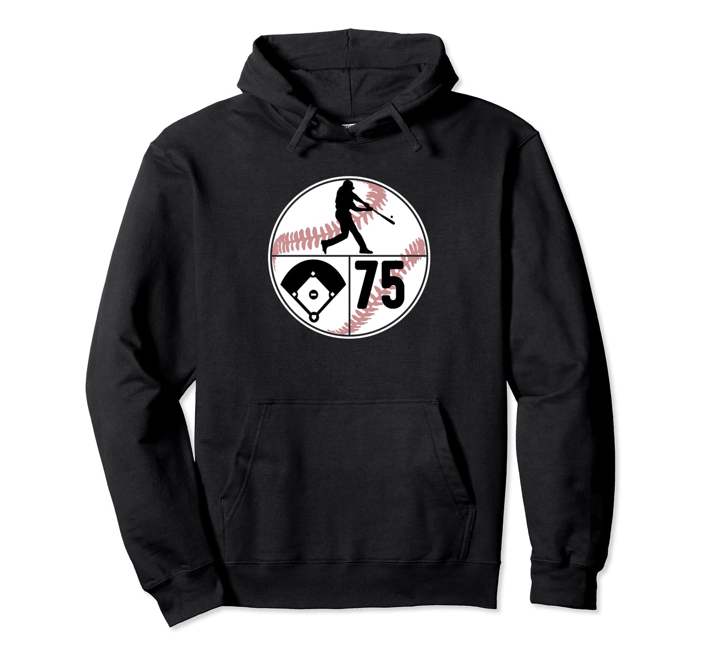 Number 75 75 Player Batter Homerun Field Hoodie - Unique Graphic Unisex - T-Shirt, Sweatshirt, Hoodie