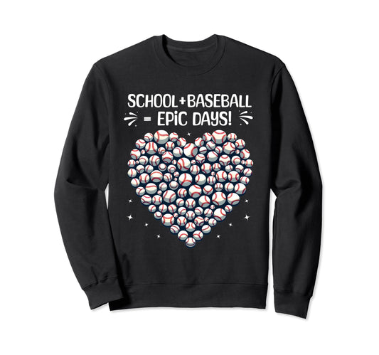 100 Days School Baseball Heart Love Sweatshirt - Trendy Graphic for Adults - T-Shirt, Sweatshirt, Hoodie