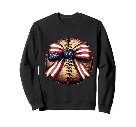 American Baseball Coquette Bow Sweatshirt - Streetwear Style for Adults - T-Shirt, Sweatshirt, Hoodie