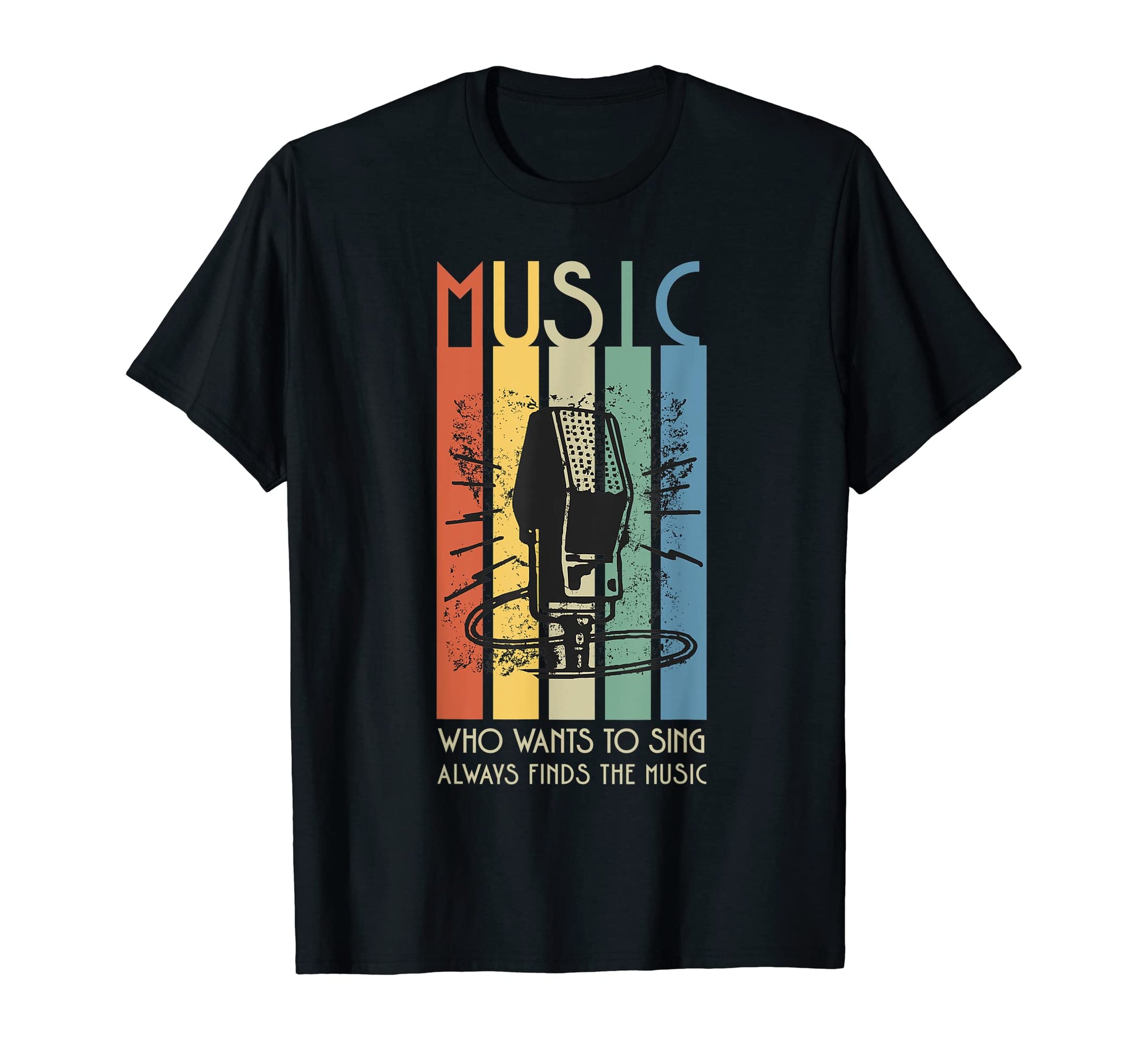 Music Stripes Microphone T-Shirt - Graphic Print Men Women - T-Shirt, Sweatshirt, Hoodie