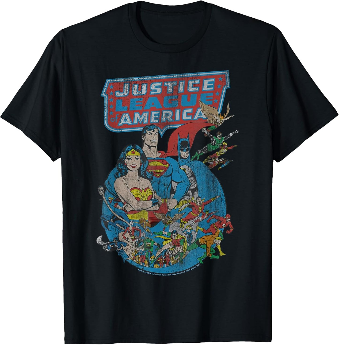 Justice League Retro Poster - Adult & Kids T-Shirts, Sweatshirts & Hoodies apparel design preview 1