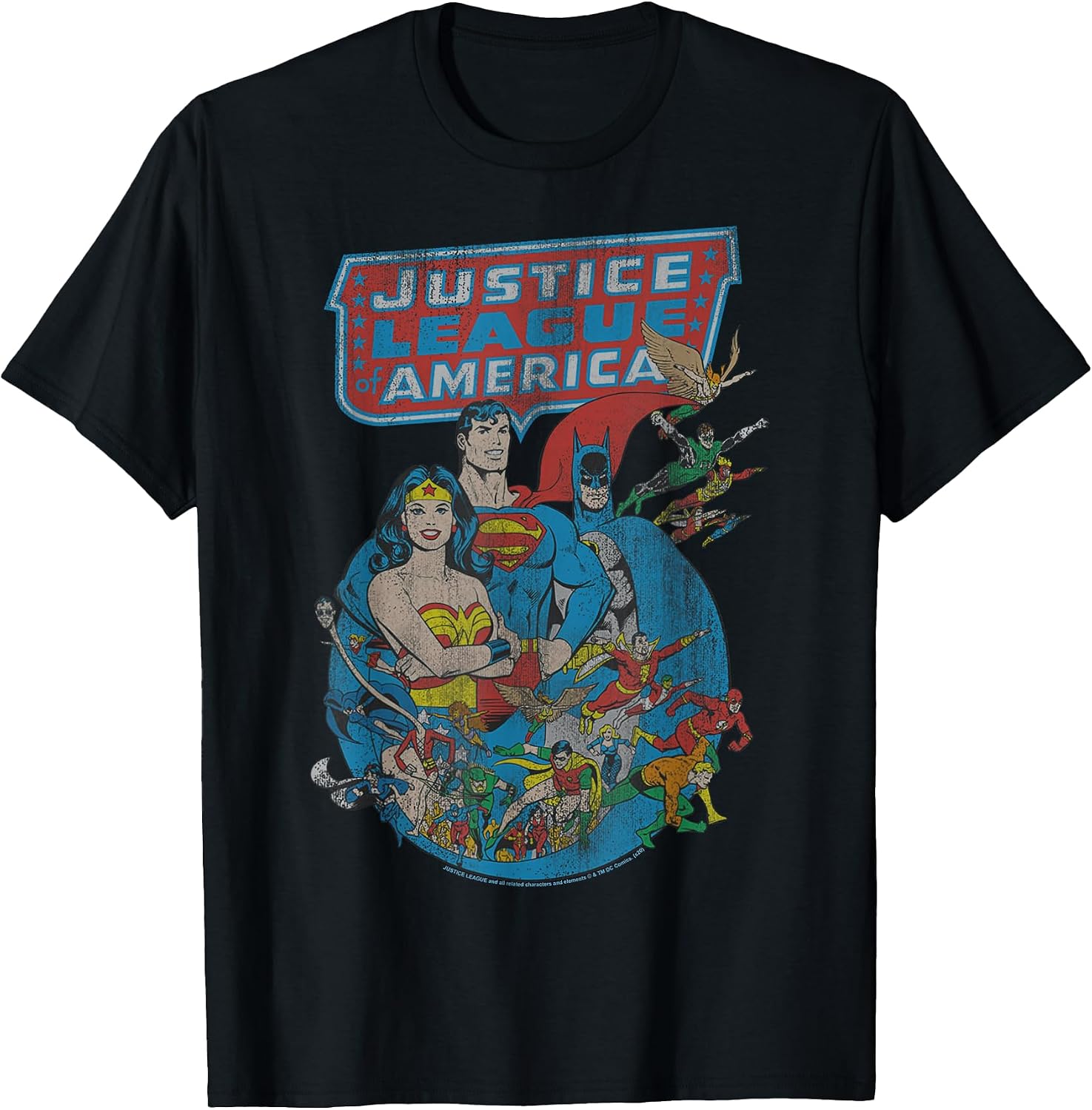 Justice League Retro Poster - Adult & Kids T-Shirts, Sweatshirts & Hoodies apparel design preview 1