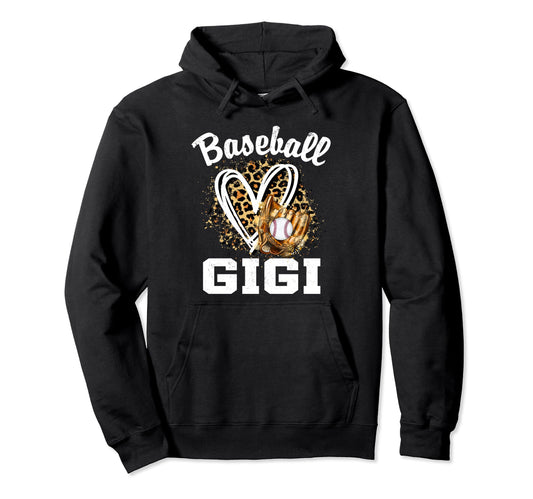 Baseball Gigi Leopard Heart Grandma Hoodie - Custom Art Print Men Women - T-Shirt, Sweatshirt, Hoodie
