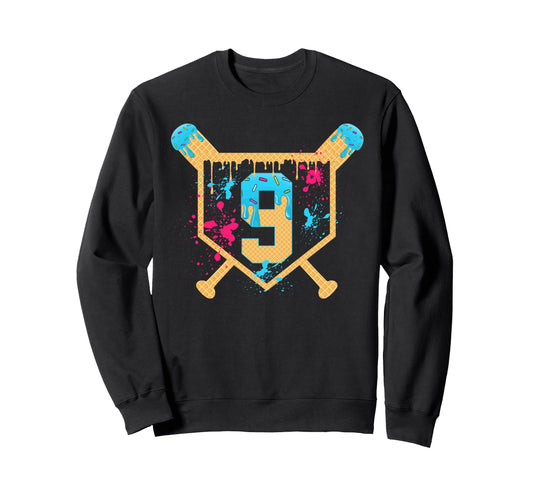 9 Years Old 9Th Birthday Baseball Sweatshirt - Minimalist Print for Adults - T-Shirt, Sweatshirt, Hoodie