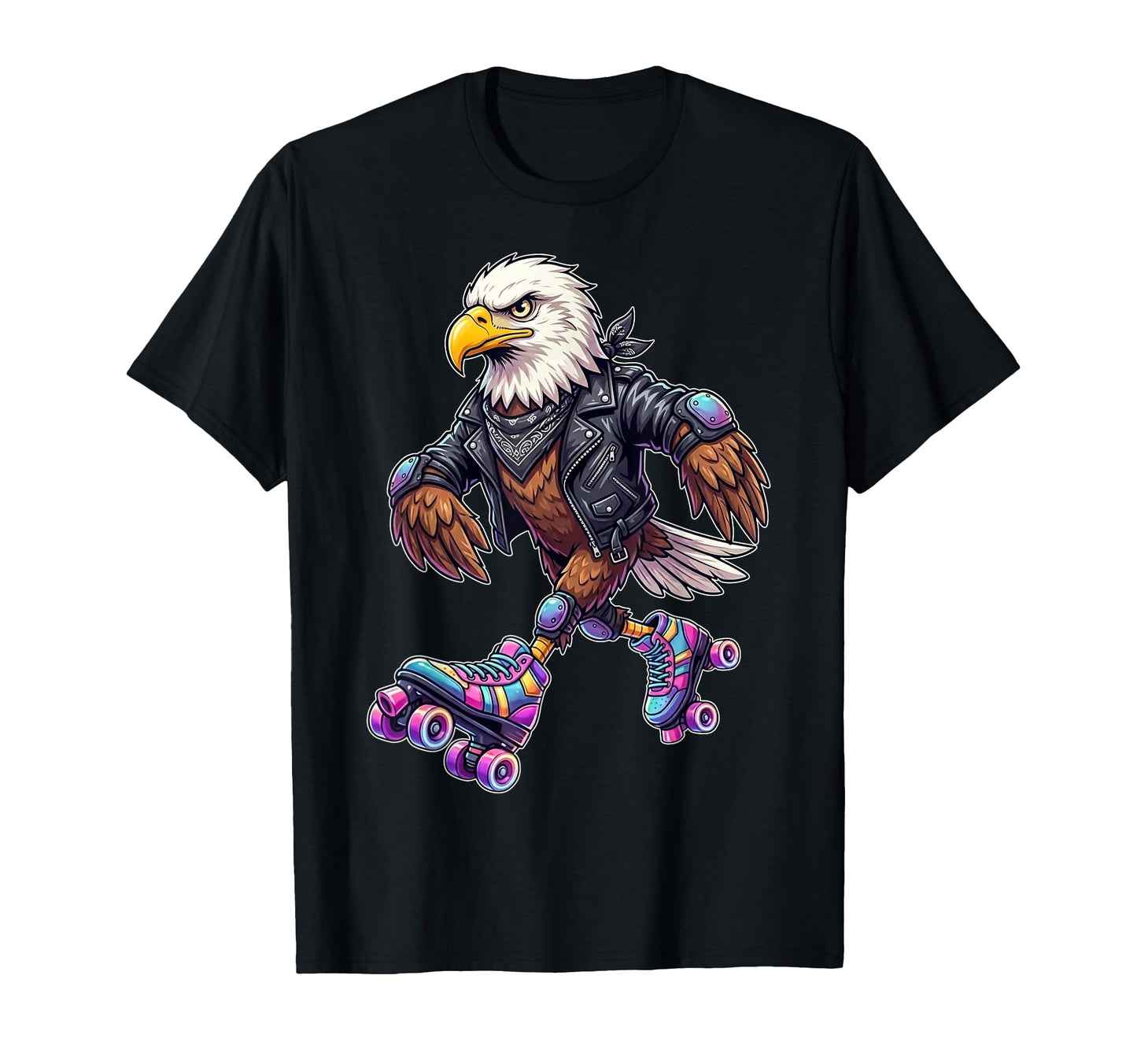 Funny Bald Eagle Roller Skates Skater T-Shirt - Minimalist Print Men Women - T-Shirt, Sweatshirt, Hoodie
