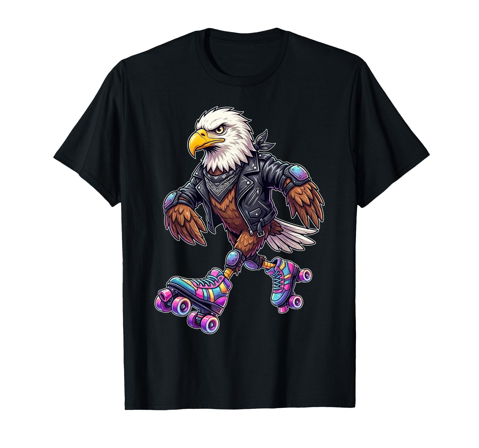 Funny Bald Eagle Roller Skates Skater T-Shirt - Minimalist Print Men Women - T-Shirt, Sweatshirt, Hoodie