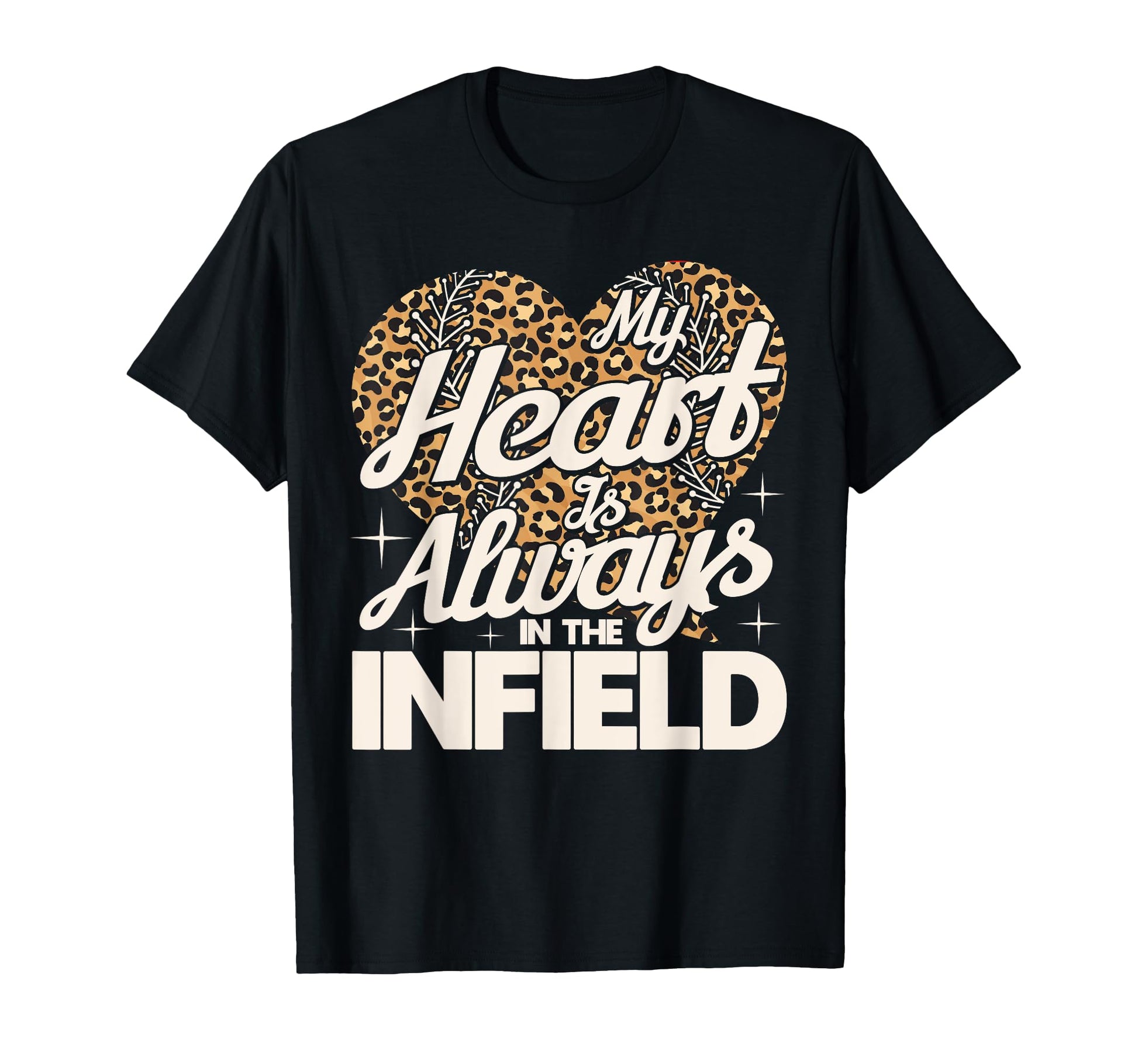 Baseball Mom My Heart Infield Leopard T-Shirt - Fun Novelty Design Unisex - T-Shirt, Sweatshirt, Hoodie
