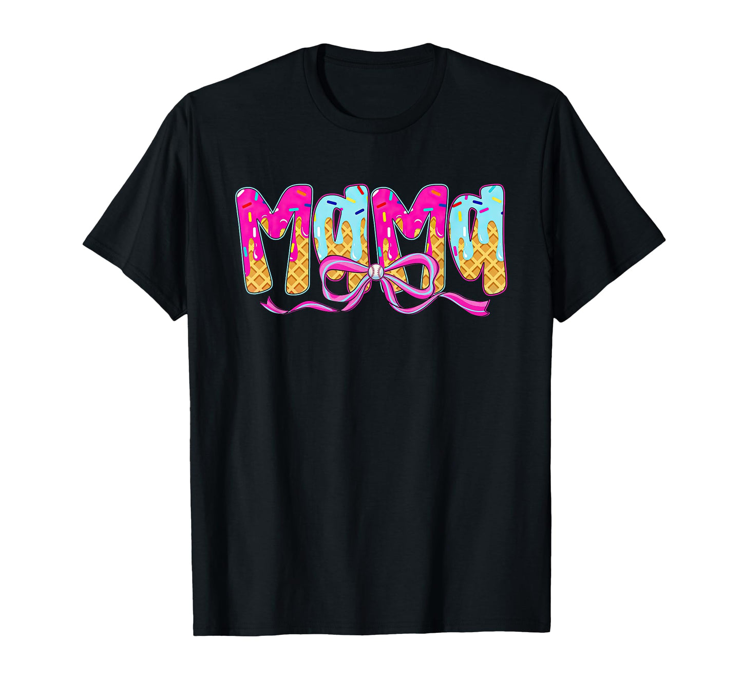 Baseball Mama Ice Cream Drip Coquette T-Shirt - Trendy Graphic Men Women - T-Shirt, Sweatshirt, Hoodie