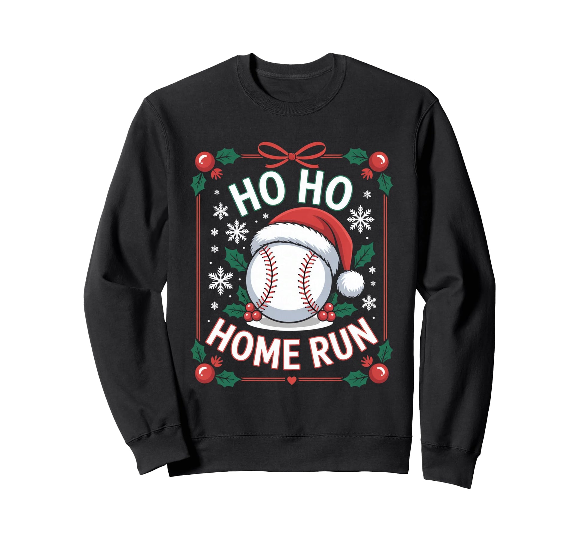 Ho Ho Home Run Baseball Santa Hat Sweatshirt - Unique Graphic Men Women - T-Shirt, Sweatshirt, Hoodie