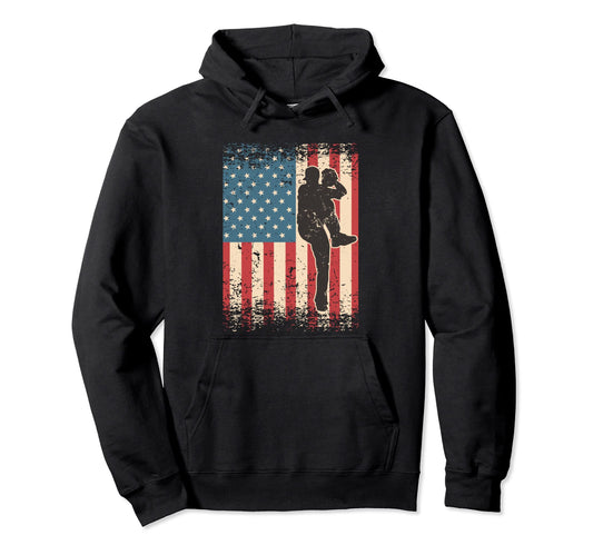 Baseball American Usa Flag Baseball Hoodie - Aesthetic Graphic for Adults - T-Shirt, Sweatshirt, Hoodie