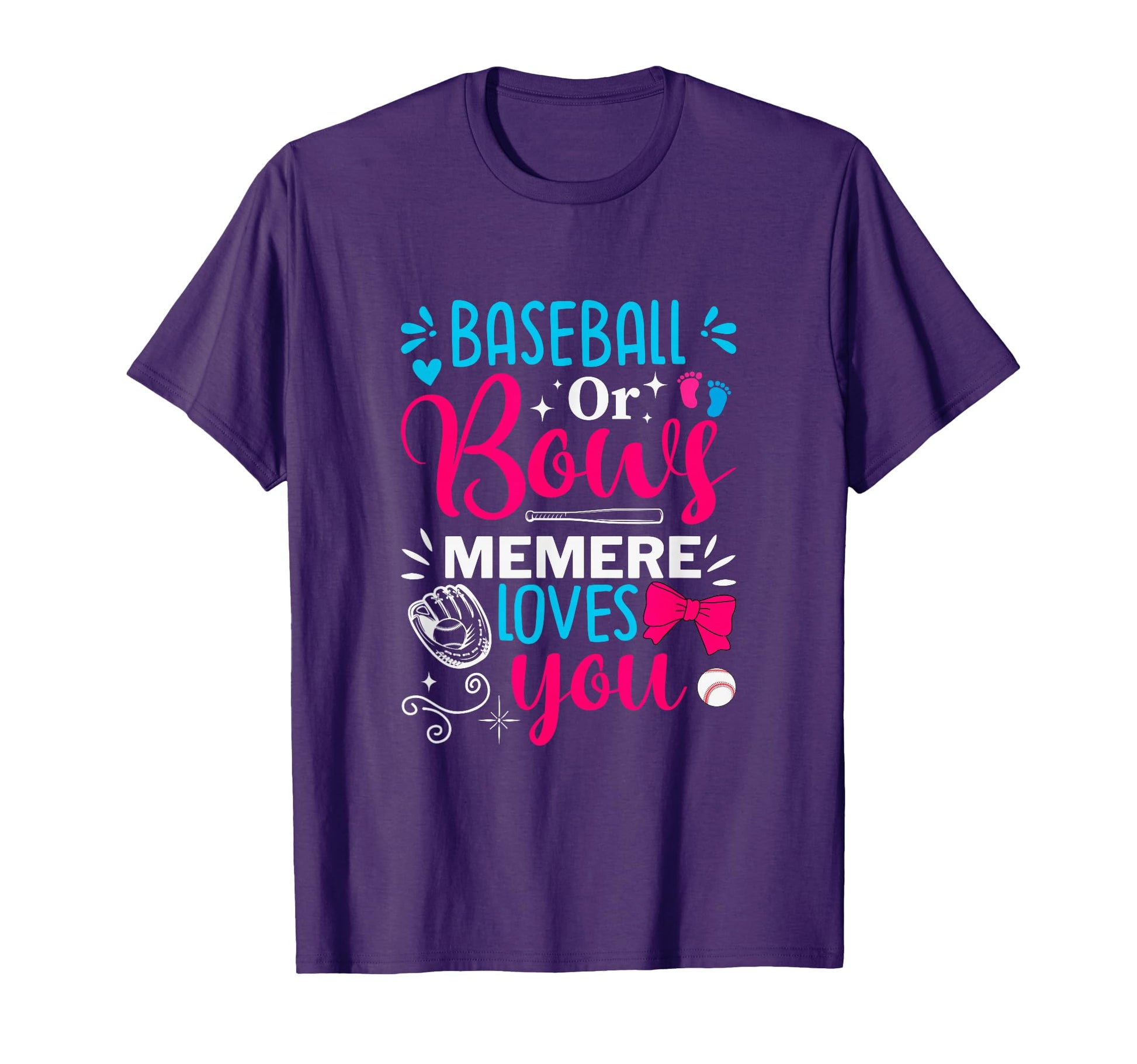 Baseball Gender Reveal Baseball Or Bows T-Shirt - Unique Graphic Men Women - T-Shirt, Sweatshirt, Hoodie