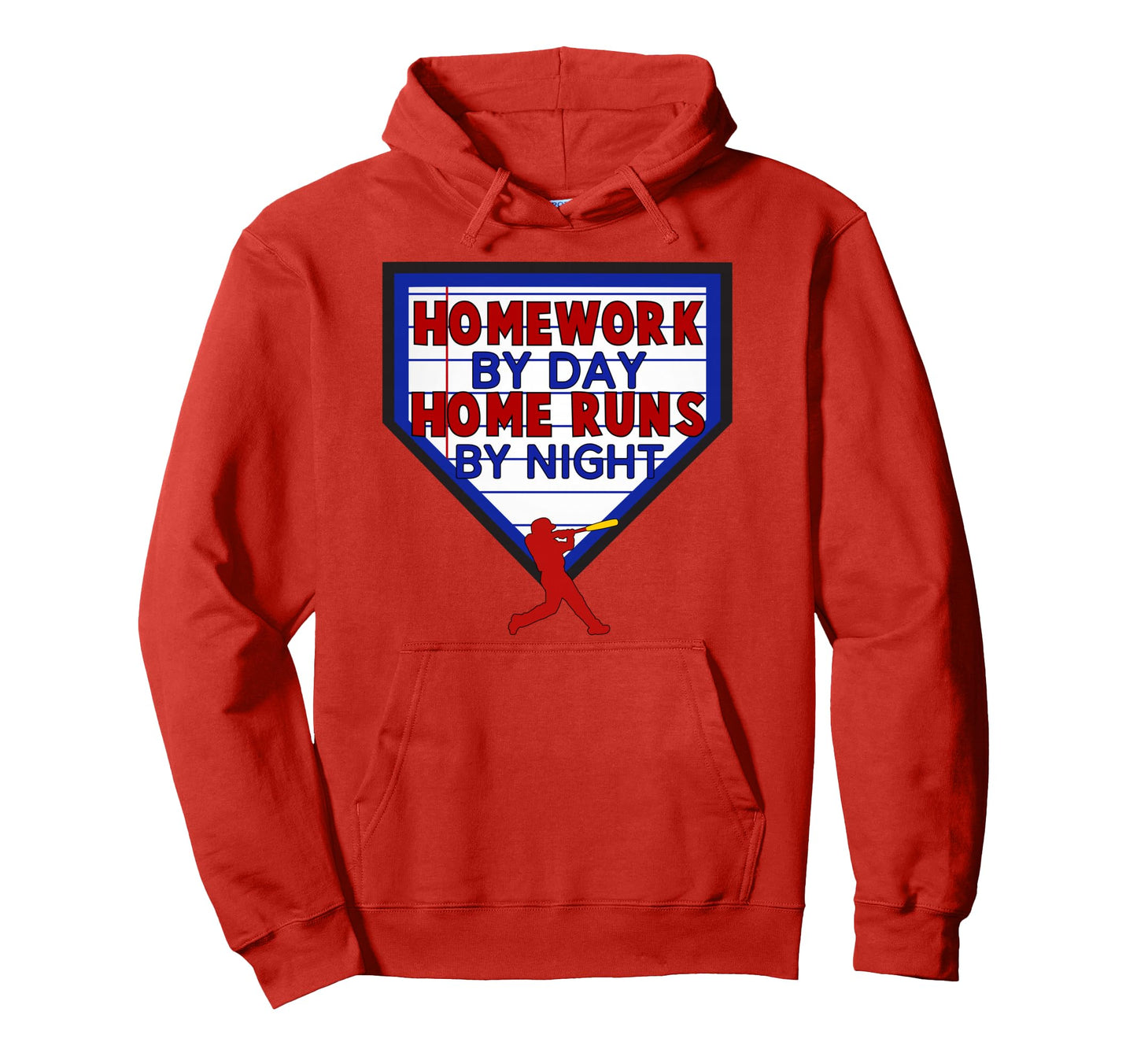 Homework Day Home Runs Night Baseball Hoodie - Graphic Print Men Women - T-Shirt, Sweatshirt, Hoodie