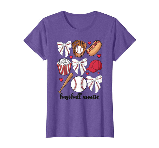 Baseball Auntie Coquette Bow Nephew T-Shirt - Trendy Graphic for Adults - T-Shirt, Sweatshirt, Hoodie