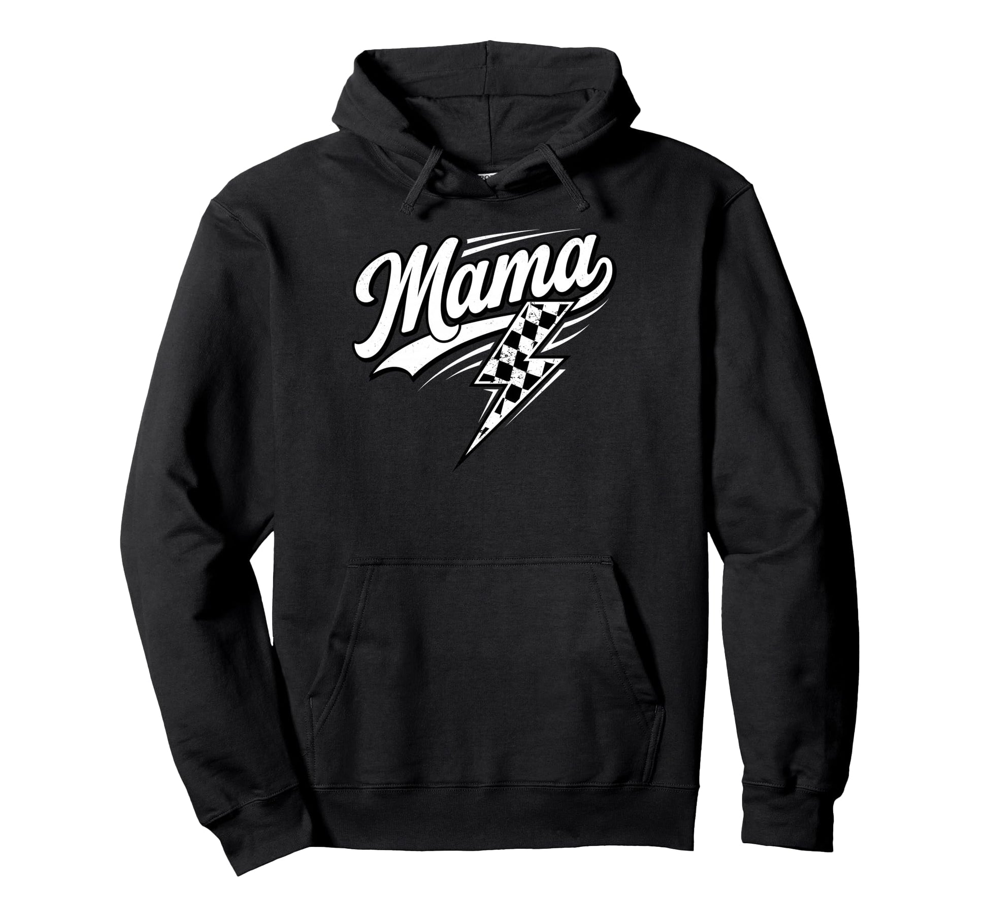 Mama Lightning Bolt Checkered Varsity Hoodie - Custom Art Print Unisex - T-Shirt, Sweatshirt, Hoodie