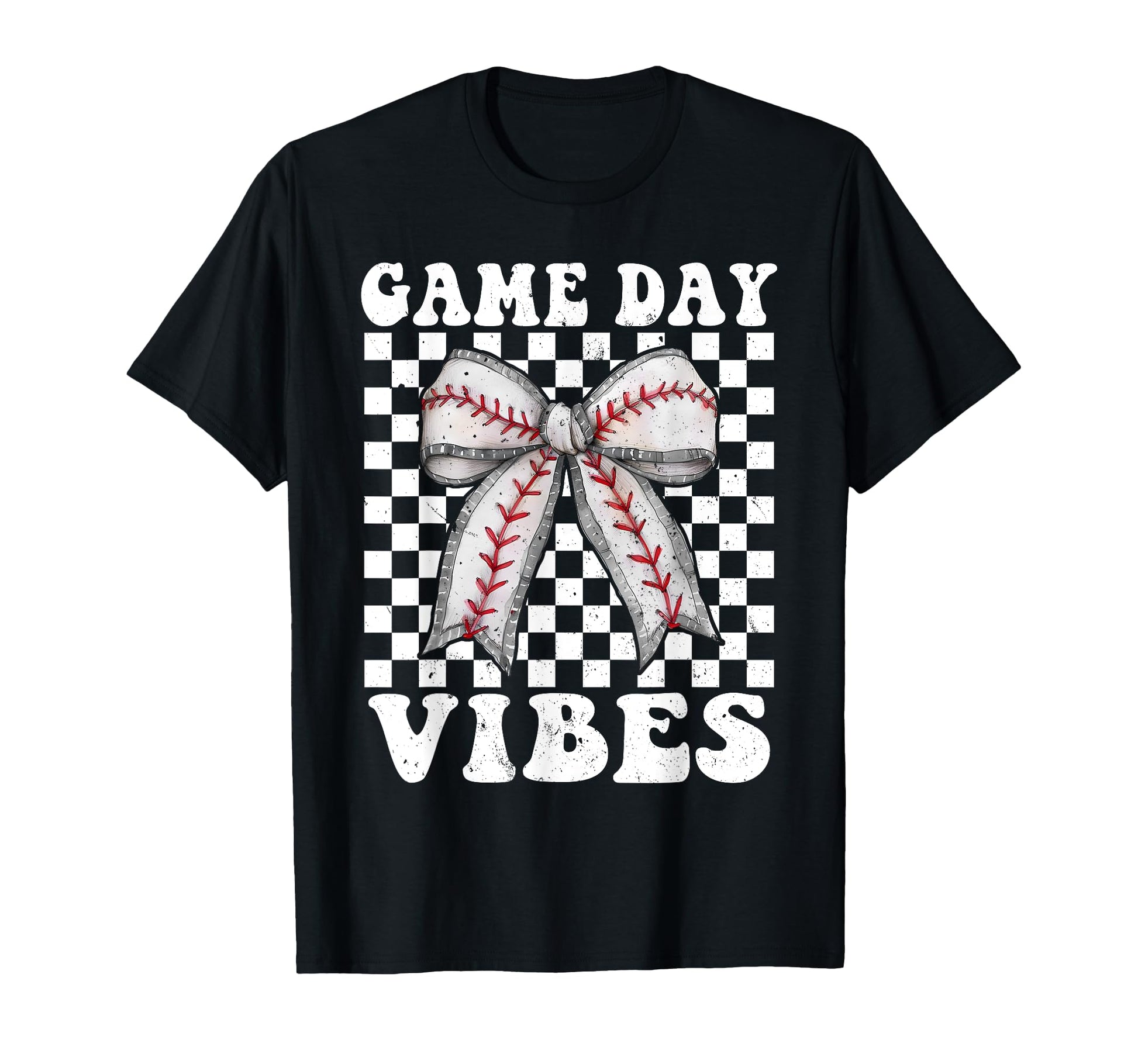 Game Day Vibes Coquette Bow Baseball T-Shirt - Novelty Apparel for Adults - T-Shirt, Sweatshirt, Hoodie
