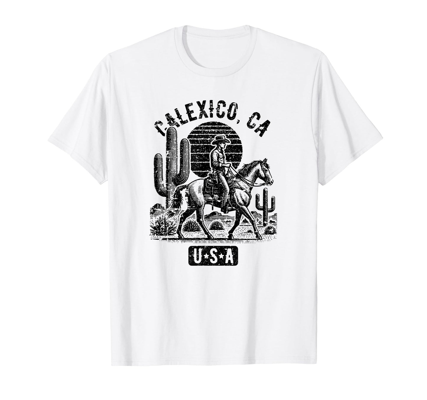 Calexico California Usa Cowboy Horse T-Shirt - Custom Art Print Unisex - T-Shirt, Sweatshirt, Hoodie