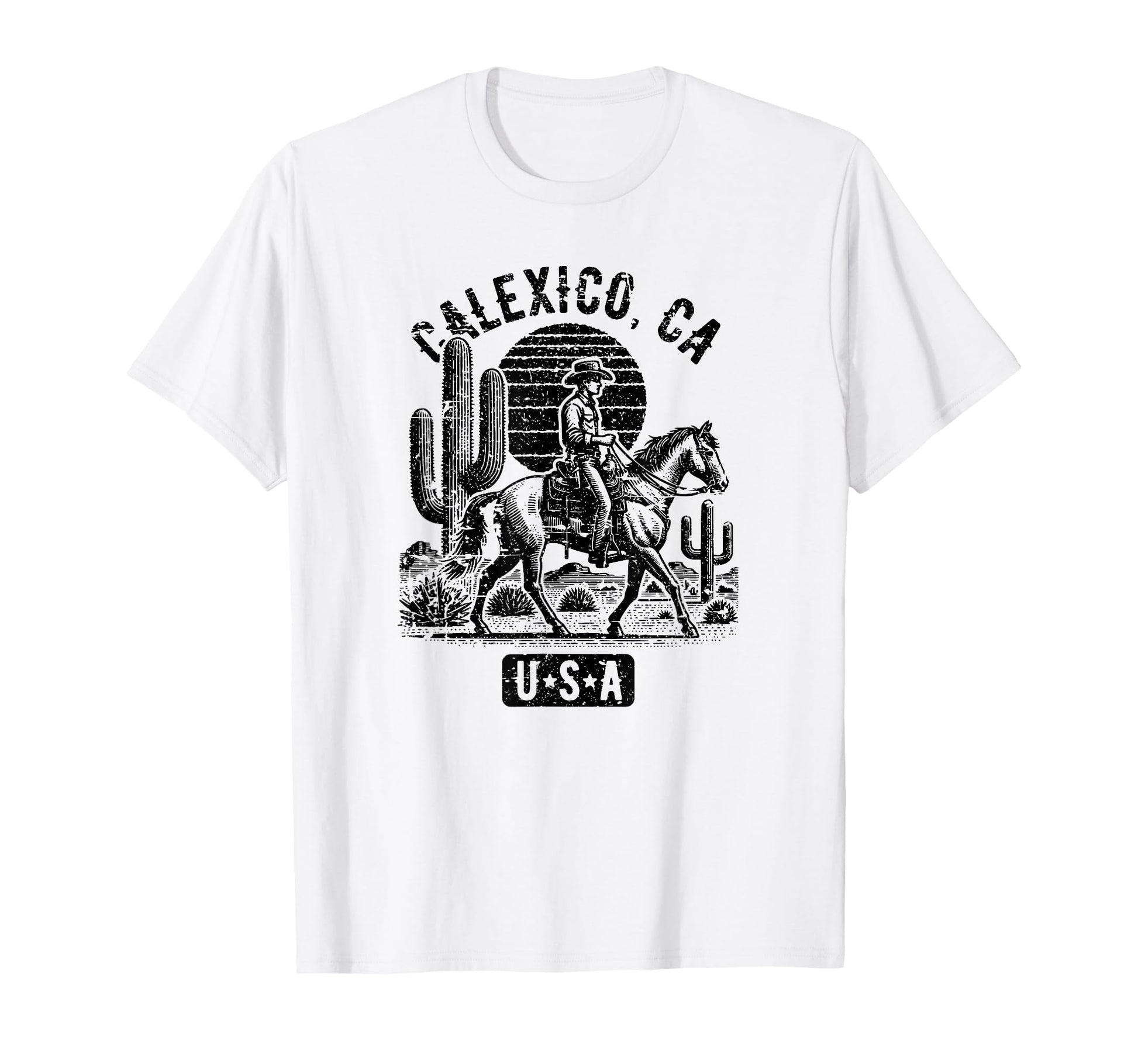 Calexico California Usa Cowboy Horse T-Shirt - Custom Art Print Unisex - T-Shirt, Sweatshirt, Hoodie