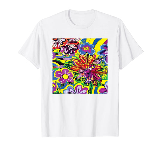 80S Pop Art Color Colorful Floral T-Shirt - Custom Art Print Men Women - T-Shirt, Sweatshirt, Hoodie